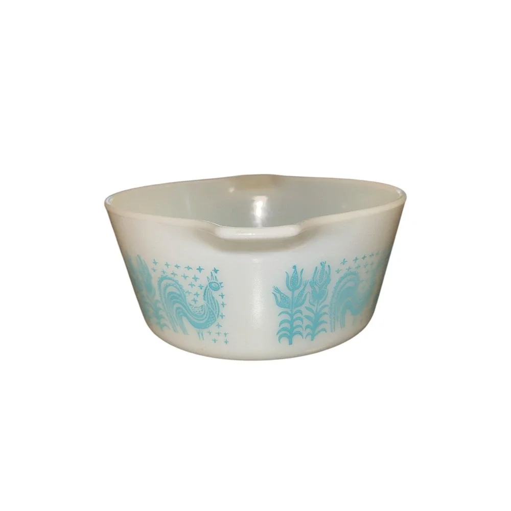 Vintage Pyrex Butterprint Amish 474-B 1.5 QT Turquoise White Cinderella Bowl